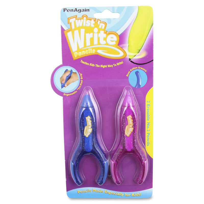 Baumgartens PenAgain Twist â€™N Write Learning Writing Pencils, Assorted Colors, 2 Pack (00073) - Image 1